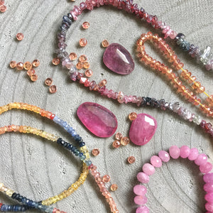 colorful sapphire beads and cabochons