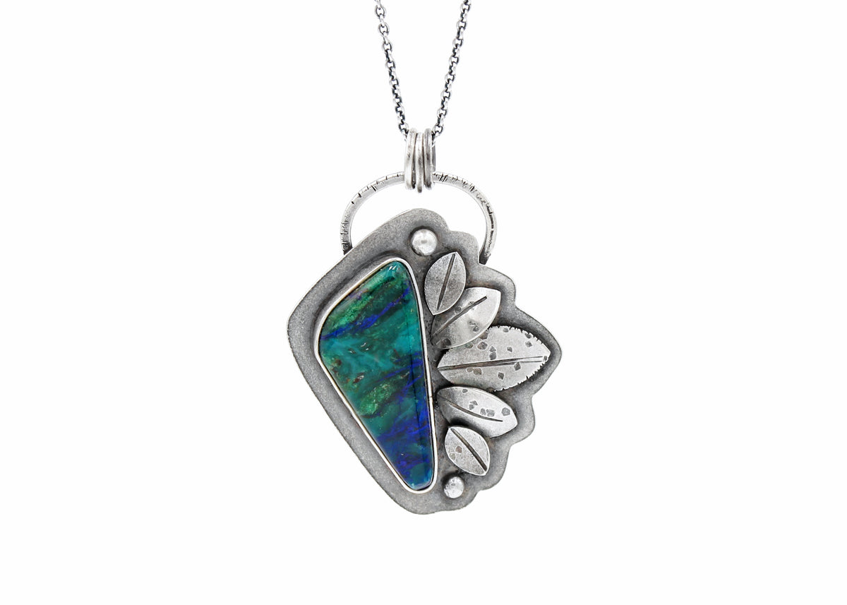Bluebird Azurite Silver Leaf Necklace – River and Birch