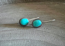 Sterling Silver Kingman Turquoise Silver Drop Earrings - Small No. 2