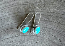 Sterling Silver Kingman Turquoise Silver Drop Earrings - Small No. 2