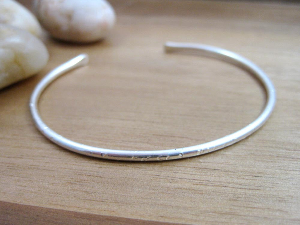 Thin V Shape Silver Cuff Bracelet - 925 Sterling Silver , Fits Size 6 to 7 inch Wrist