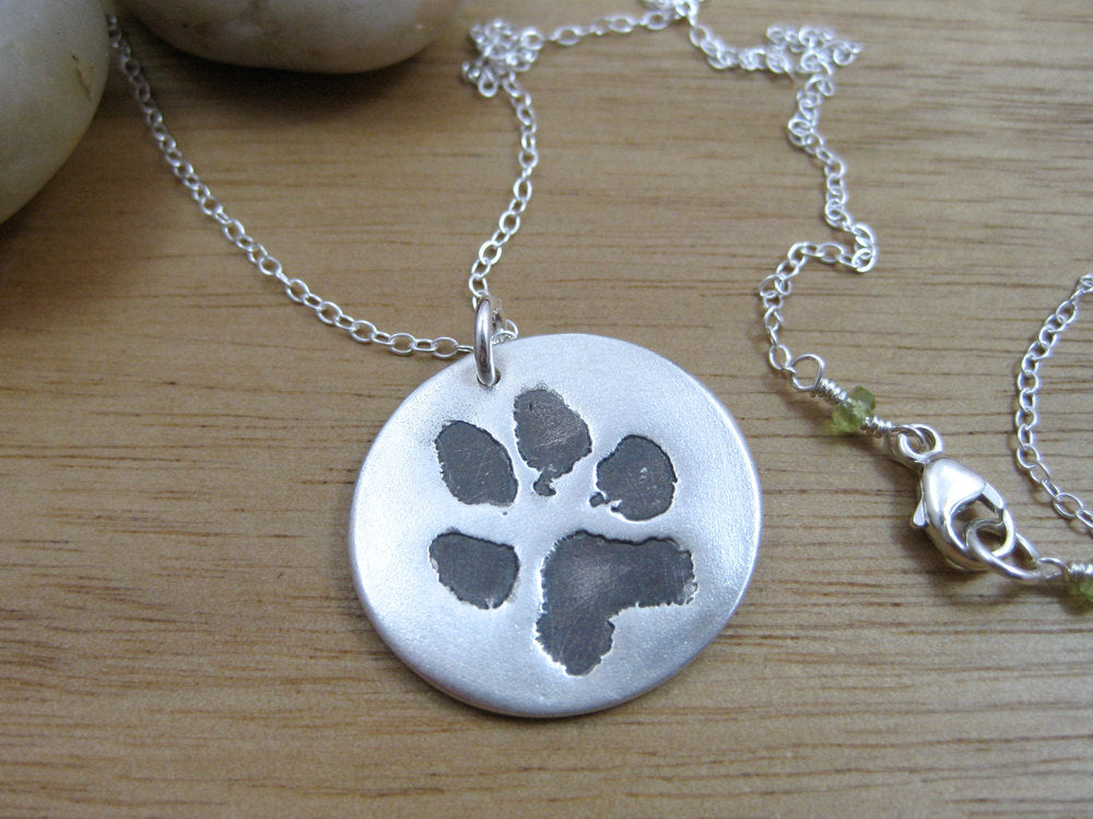 Custom Paw Print Recycled Silver Necklace