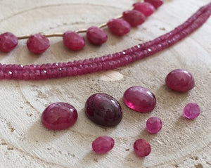 Ruby beads ruby cabochons faceted rubies