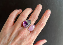 Rainbow Fluorite Kunzite Sterling Silver Split Ring