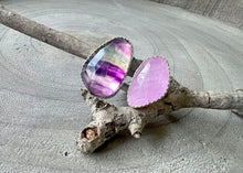 Rainbow Fluorite Kunzite Sterling Silver Split Ring