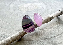 Rainbow Fluorite Kunzite Sterling Silver Split Ring