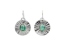 Green Kyanite Stamped Sterling Silver Circle Earrings