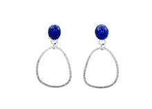 Lapis Hammered Sterling Silver Stud Dangle Earrings