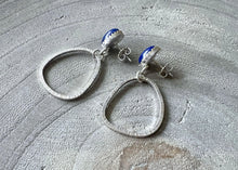 Lapis Hammered Sterling Silver Stud Dangle Earrings