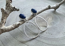 Lapis Hammered Sterling Silver Stud Dangle Earrings