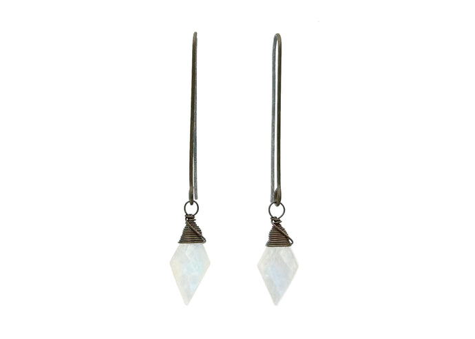 River and Birch Kite Shaped Moonstone Earrings