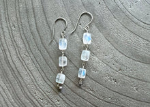 Rainbow Moonstone Sterling Silver Dangle Earrings