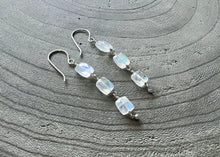 Rainbow Moonstone Sterling Silver Dangle Earrings