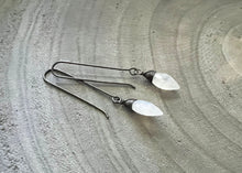 Moonstone Long Oxidized Sterling Silver Earrings