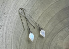 Moonstone Long Oxidized Sterling Silver Earrings