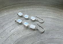 Rainbow Moonstone Sterling Silver Dangle Earrings