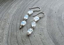 Rainbow Moonstone Sterling Silver Dangle Earrings