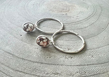 Wild Horse Hand Stamped Sterling Silver Stud Hoop Earrings