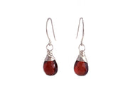 Garnet Dangle Sterling Silver Earrings