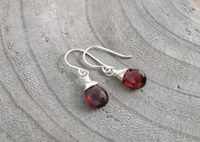 Garnet Dangle Sterling Silver Earrings