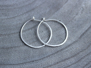 Sterling Silver Hammered Hoop Earrings