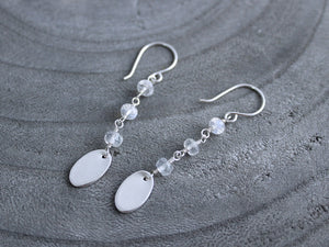 Moonstone Recycled Silver Dangle Earrings