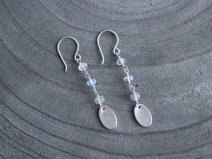 Moonstone Recycled Silver Dangle Earrings