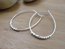 Holiday Bundle 2 - Silver Beaded Oval Hoops, Beaded Circle Studs & Garnet Dangle Earrings