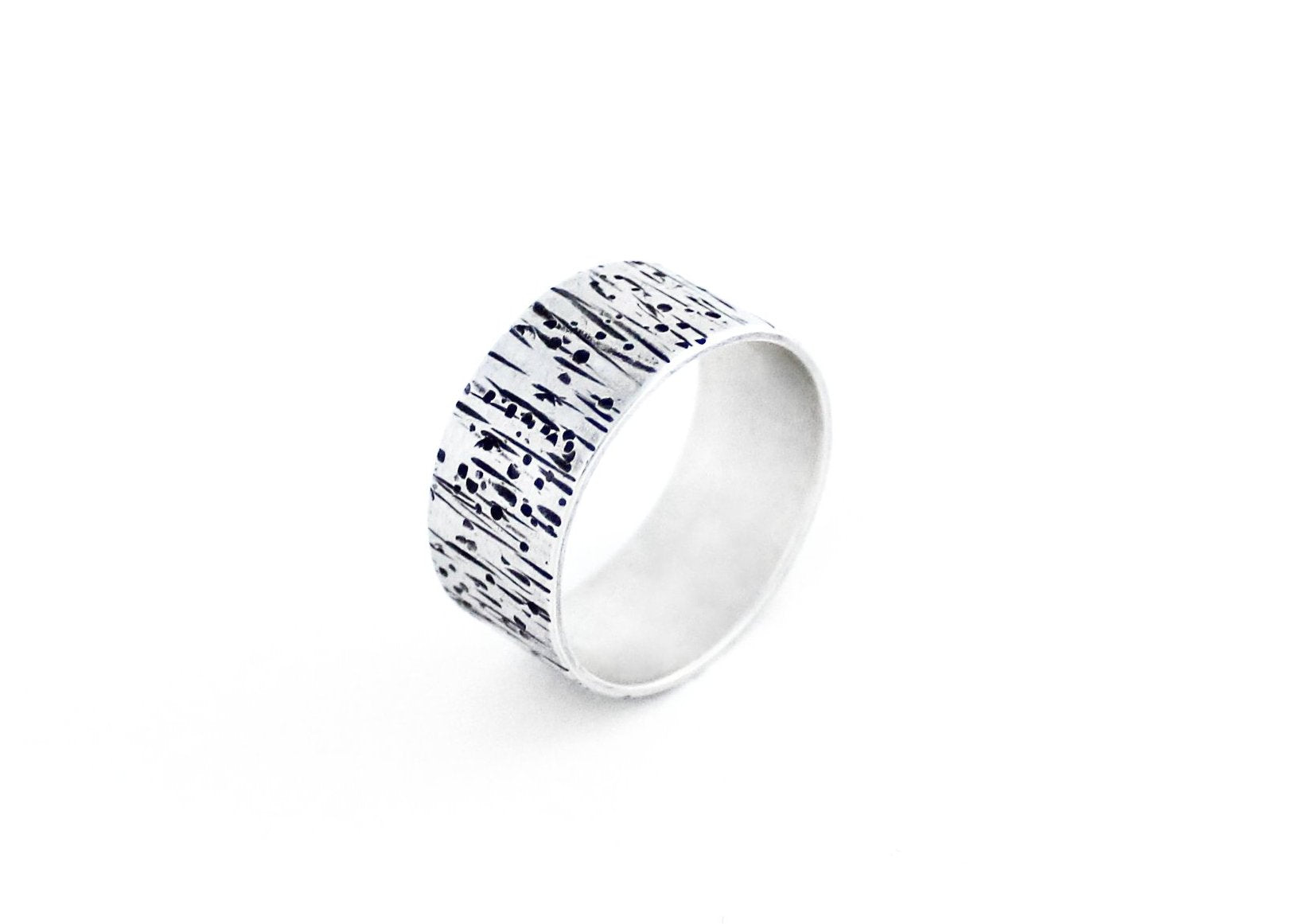 Birch Tree River Birch Jewelry Tree Bark Sterling Silver Band Ring