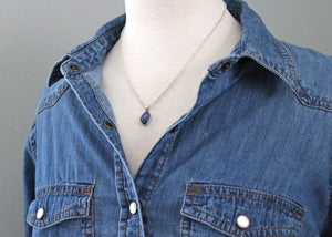 Small Blue Australian Boulder Opal Sterling Silver Necklace