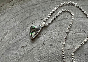 Colorful Petite Australian Boulder Opal Sterling Silver Necklace