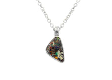 Colorful Petite Australian Boulder Opal Sterling Silver Necklace
