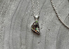 Colorful Petite Australian Boulder Opal Sterling Silver Necklace