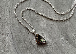Colorful Petite Australian Boulder Opal Sterling Silver Necklace
