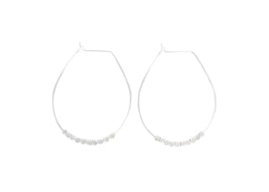 Beaded Oval Sterling Silver Hoop Earrings