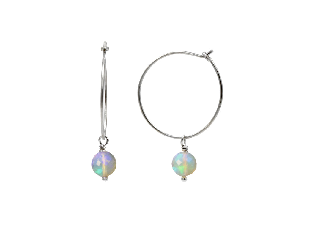Sterling Silver Ethiopian Opal Hoops