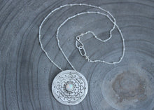 Ethiopian Opal Silver Mandala Necklace