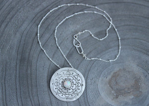 Ethiopian Opal Silver Mandala Necklace