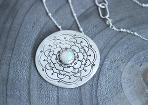 Ethiopian Opal Silver Mandala Necklace