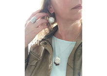 Garnet Silver Mandala Circle Earrings