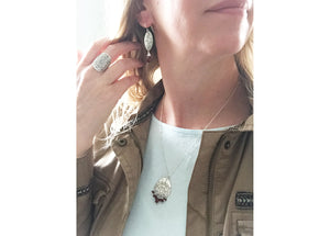 Garnet Recycled Silver Mandala Necklace