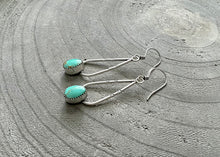 Kingman Turquoise Stamped Silver Teardrop Earrings