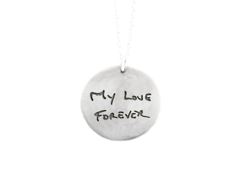 Personalized Handwriting Recycled Silver Necklace