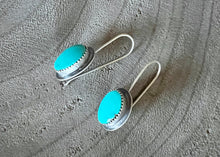 Kingman Turquoise Sterling Silver Oval Drop Earrings - Large No. 3