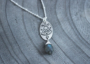 Labradorite Silver Mandala Necklace