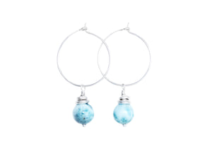 Larimar Sterling Silver Hoop Earrings