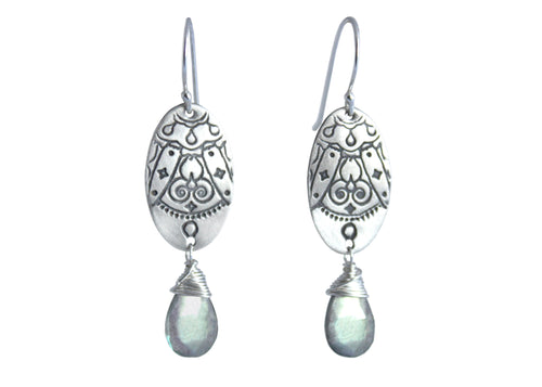 Labradorite Silver Mandala Earrings