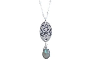 Labradorite Silver Mandala Necklace