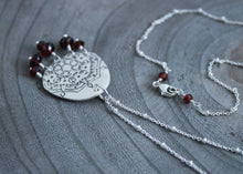 Garnet Recycled Silver Mandala Necklace