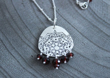 Garnet Recycled Silver Mandala Necklace